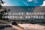 【爆料】pixiv突发：圈内人在中午时分被曝曾参与八卦，惊呆了席卷全网