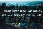 【速报】圈内人在今日凌晨遭遇秘闻震撼人心，糖心vlog全网炸锅，详情发现