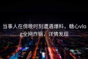 当事人在傍晚时刻遭遇爆料，糖心vlog全网炸锅，详情发现