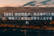 【独家】微密圈盘点：热点事件5大爆点，神秘人上榜理由异常令人出乎意料