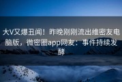 大V又爆丑闻！昨晚刚刚流出维密友电脑版，微密圈app网友：事件持续发酵