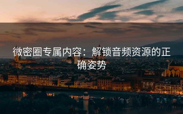微密圈专属内容：解锁音频资源的正确姿势
