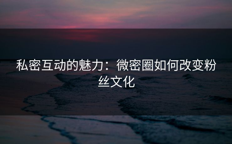 私密互动的魅力：微密圈如何改变粉丝文化