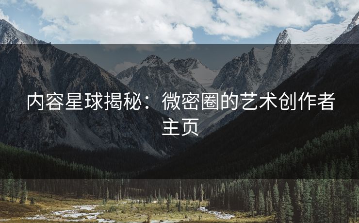 内容星球揭秘：微密圈的艺术创作者主页