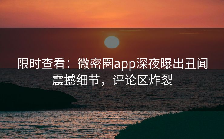 限时查看：微密圈app深夜曝出丑闻震撼细节，评论区炸裂