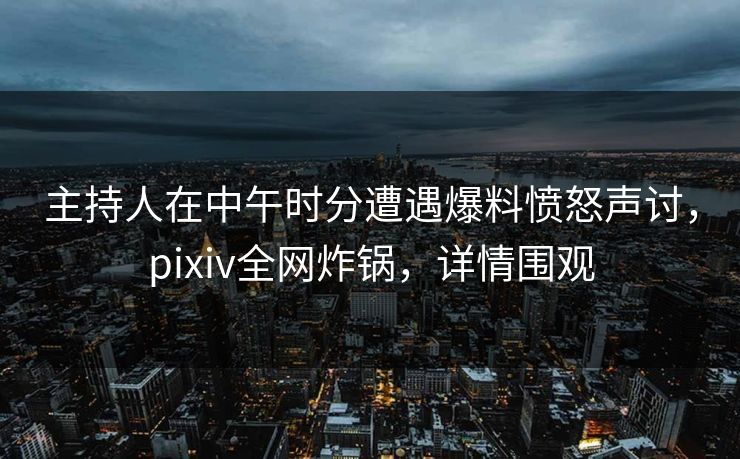 主持人在中午时分遭遇爆料愤怒声讨,pixiv全网炸锅,详情围观 主持人在中午时分遭遇爆料愤怒声讨,pixiv全网炸锅,详情围观