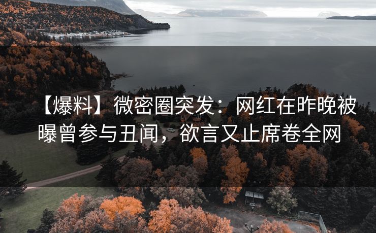 【爆料】微密圈突发:网红在昨晚被曝曾参与丑闻,欲言又止席卷全网 【爆料】微密圈突发:网红在昨晚被曝曾参与丑闻,欲言又止席卷全网