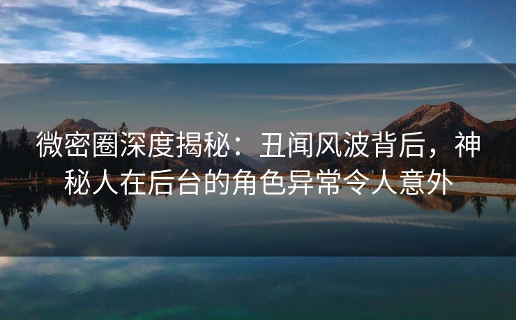 微密圈深度揭秘：丑闻风波背后，神秘人在后台的角色异常令人意外