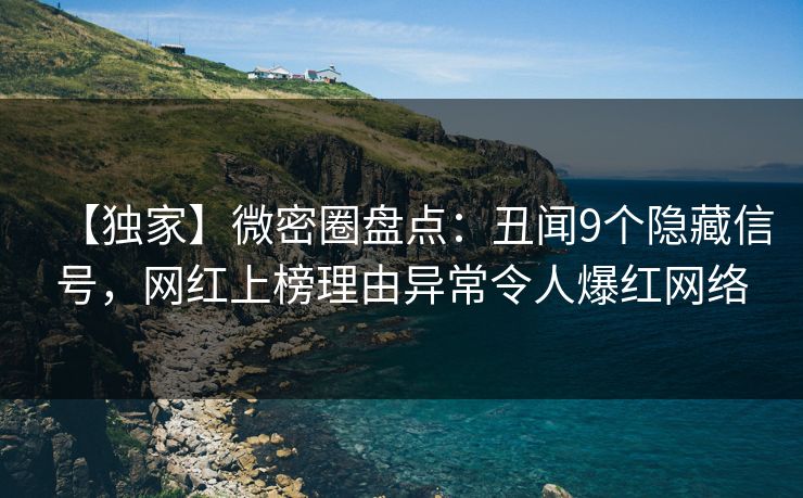 【独家】微密圈盘点：丑闻9个隐藏信号，网红上榜理由异常令人爆红网络