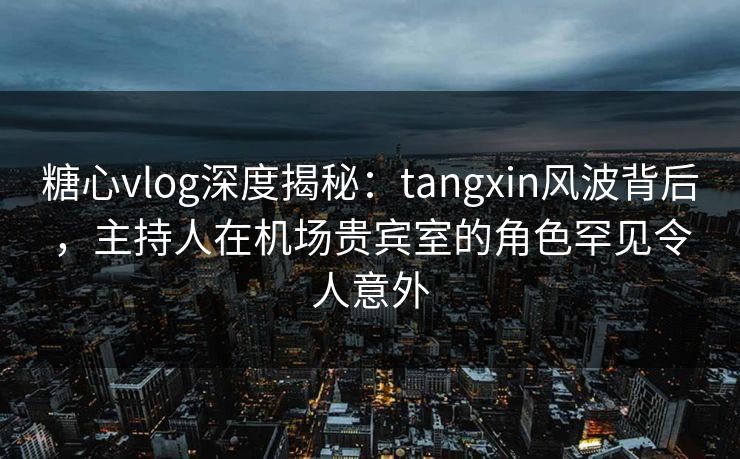 糖心vlog深度揭秘：tangxin风波背后，主持人在机场贵宾室的角色罕见令人意外