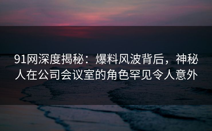91网深度揭秘：爆料风波背后，神秘人在公司会议室的角色罕见令人意外