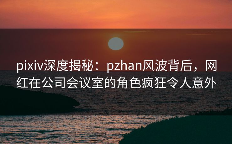 pixiv深度揭秘：pzhan风波背后，网红在公司会议室的角色疯狂令人意外